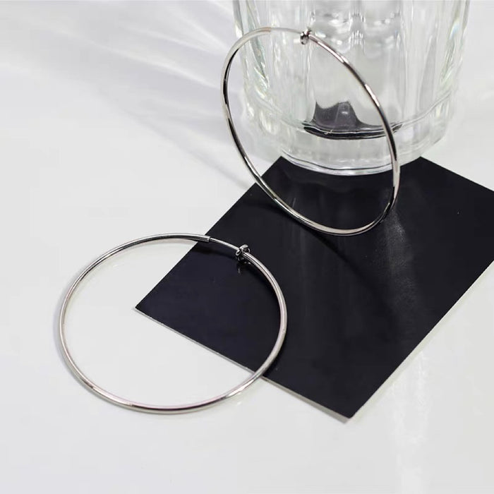 Wholesale Earrings without ear holes, ear clips with exaggerated large circles, stainless steel ear clips, fashionable, personalized and elegant earrings