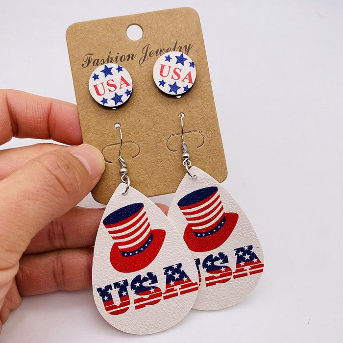 Wholesale New earring earring set with round heart-shaped pentagram sunflower leather earrings