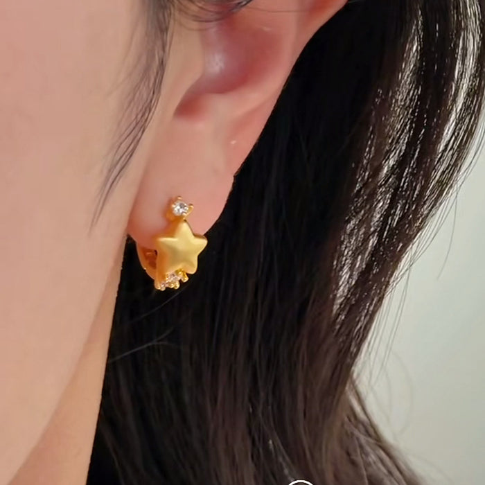 Wholesale Chic Brushed 24K Gold Plated Star Earrings Party Wear Boutique Resale Fashion Accessory