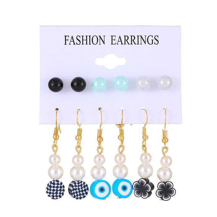 Wholesale Earrings Color Butterfly Love Pearl Flower Mushroom Earrings Six Piece Set JDC-ES-D660