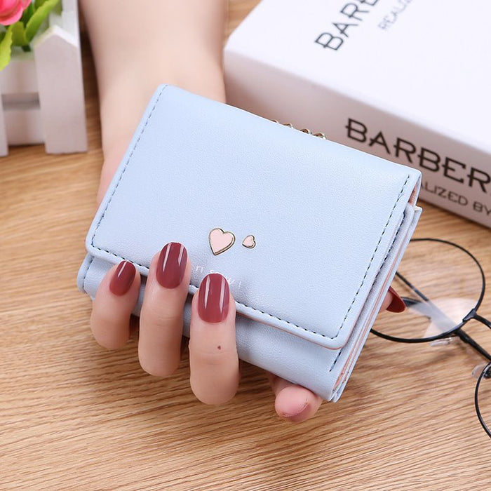 Wholesale Sweet Heart Wallet PU Leather Two Hearts Coin Purse Card Case Chic Boutique Fashion Accessory MOQ≥3