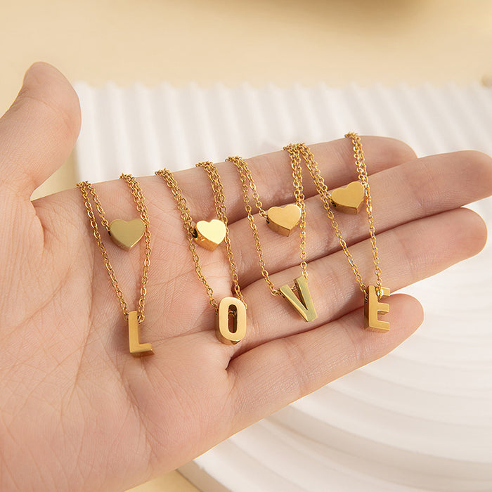 Wholesale 26 English Letters — Fade-Resistant Titanium Steel Clavicle Necklace