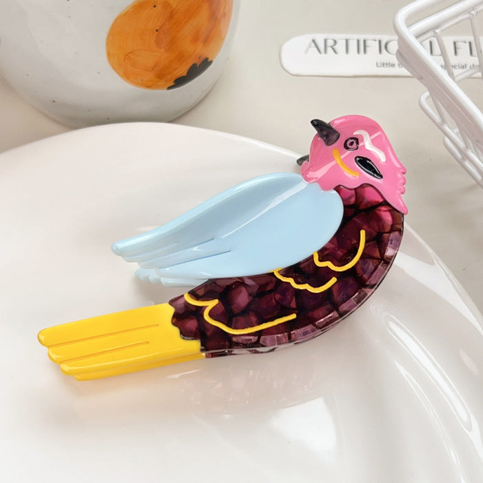 Wholesale Colorful Bird Design Handmade Acetate Shark Hair Clip