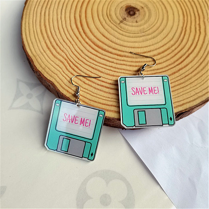 Wholesale Acrylic Retro Rubik's Cube Game Machine Skate Earrings JDC-ES-ChouD010