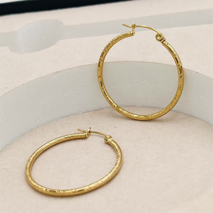 Wholesale Striped large ear loops vacuum electroplated gold