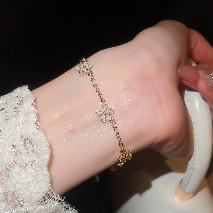 Wholesale Gold Plated Zircon Butterfly Flower Fashion Bracelet Jewelry Accessory