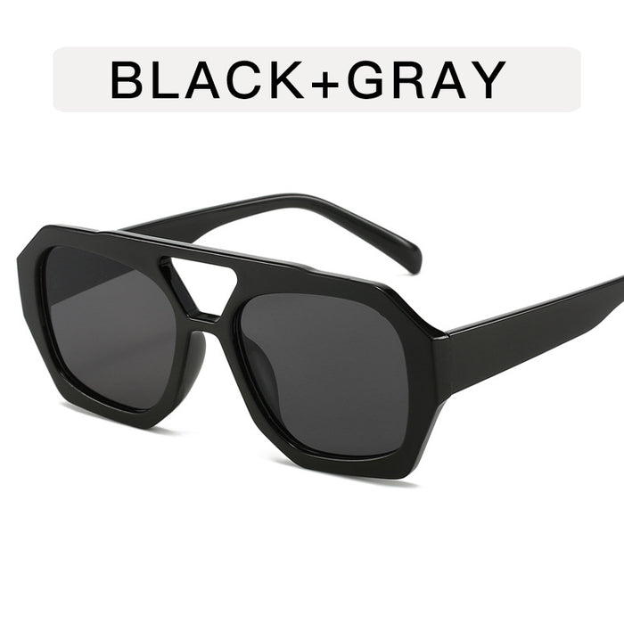 Wholesale Double-beam Retro Irregular Sunglasses Men's Women's Plain-made Women's