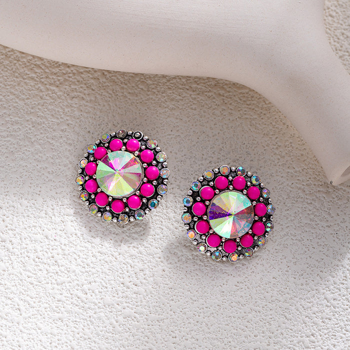 Wholesale Retro ethnic turquoise flower earrings