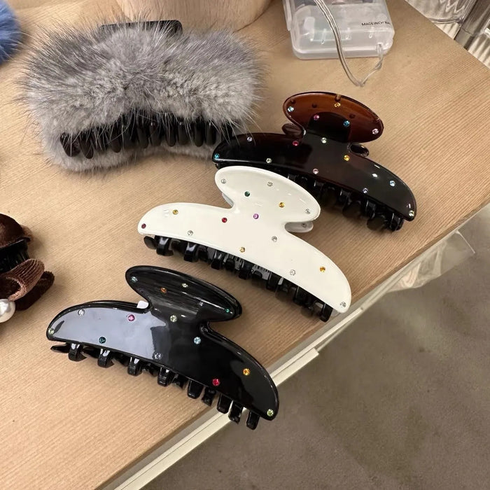 Wholesale Diamond studded solid color grip clip, simple temperament, back of the head hair clip, versatile shark clip