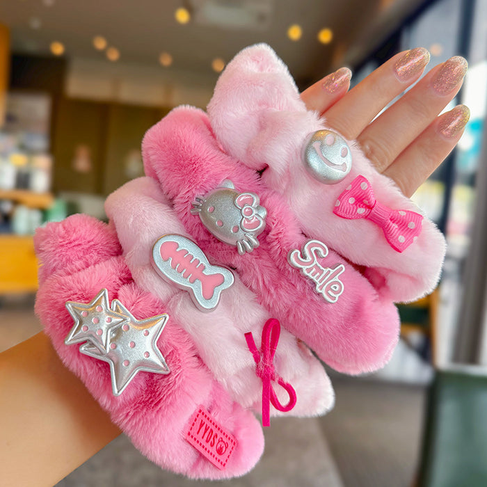 Wholesale Advanced Durable Rubber and Hair Accessories Cute Decorative Bow Plush Hair Ring Cute  Hair Ring