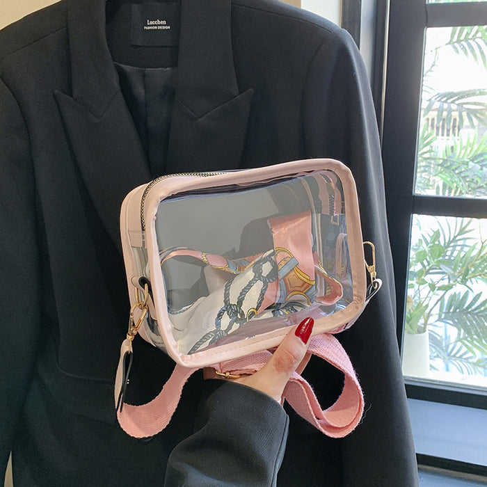 Wholesale Transparent PVC Small Square Bag Wide Shoulder Strap Fashion Crossbody Phone Bag Everyday Use Boutique Gift