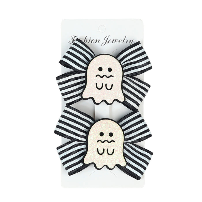 Wholesale Halloween Children Double Bow Fabric Hair Clip JDC-HC-QiuN011