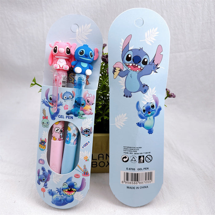 Wholesale 24pcs/ set Cartoon silicone doll shaped press-type gel pen set of two