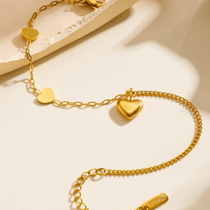 Wholesale Hollow Heart Stainless Steel Couple Anklet Set