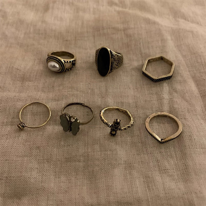 Wholesale Vintage vintage agate ring for women, niche, light luxury, high-end, unique opening index finger ring