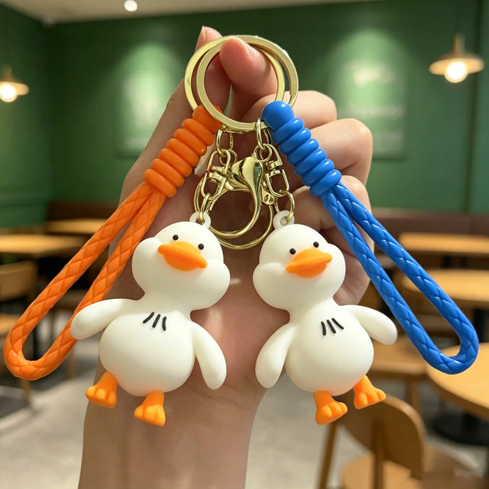 Wholesale Cute Happy Duck Silicone Keychain Bag Charm Car Key Accessory for Couples
