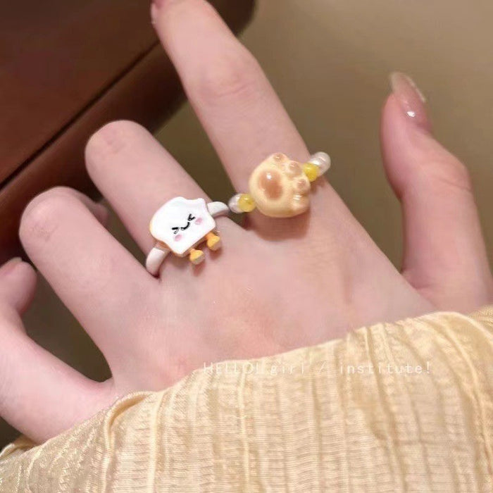 Wholesale Pearl ring, niche, simple, open mouth, index finger ring, versatile and elegant ring