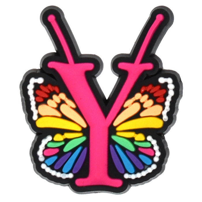 Wholesale 100 PCS PVC Cartoon Butterfly Alphabet DIY Shoe Buckles JDC-SC-RYY004