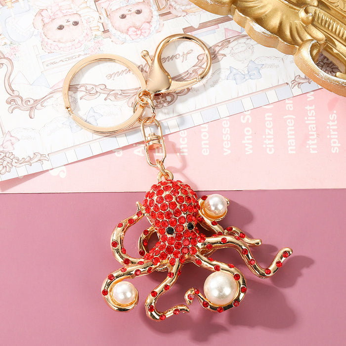 Wholesale Cute Octopus Rhinestone Keychain Fashion Car Key Accessory