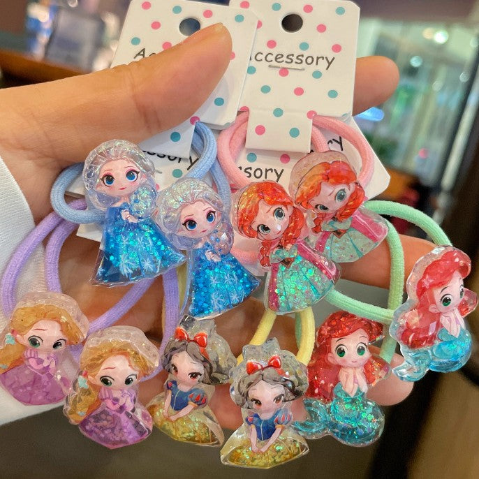 Wholesale Glittery glow-in-the-dark cute princess beaded hair tie