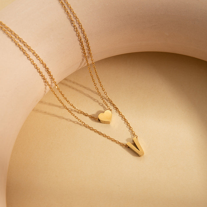 Wholesale 26 English Letters — Fade-Resistant Titanium Steel Clavicle Necklace