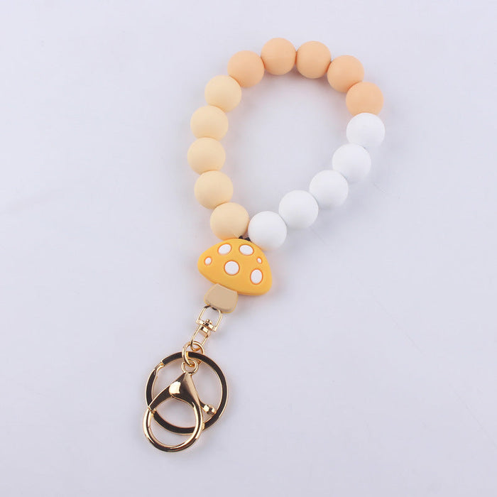 Wholesale Cartoon Silicone Mushroom Beaded Wrist Keychain JDC-KC-GuangTian012