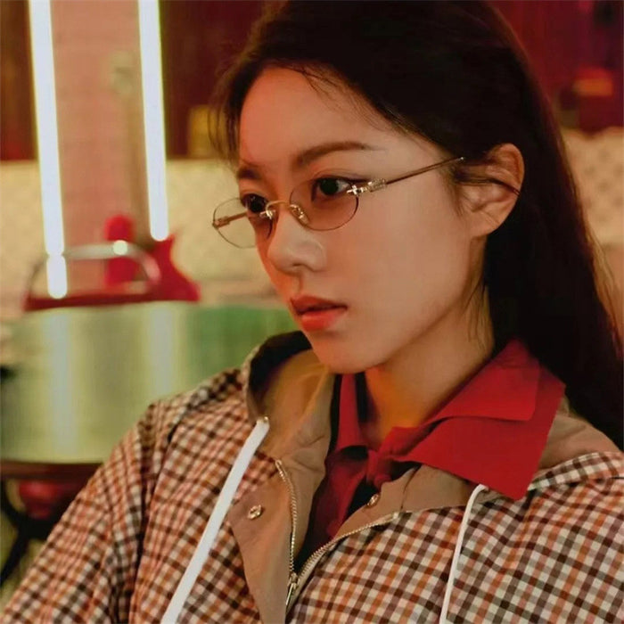 Wholesale Frameless sunglasses, high-end, fashionable, versatile, oval sunglasses