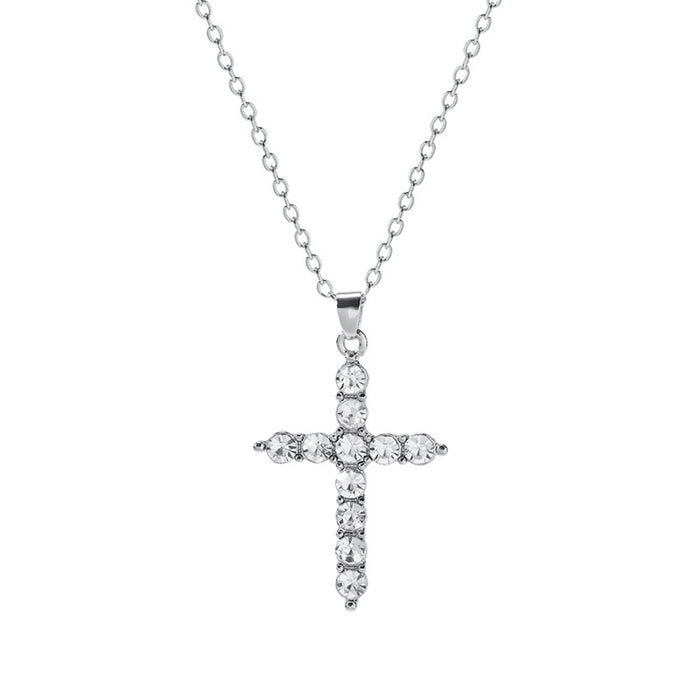 Wholesale Personalized jewelry with diamond studded alloy cross necklace, simple pendant