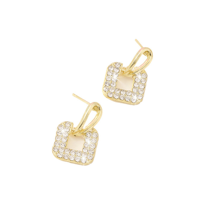 Wholesale New light luxury earrings with geometric diamond studded earrings, high-end and fashionable earrings wholesale