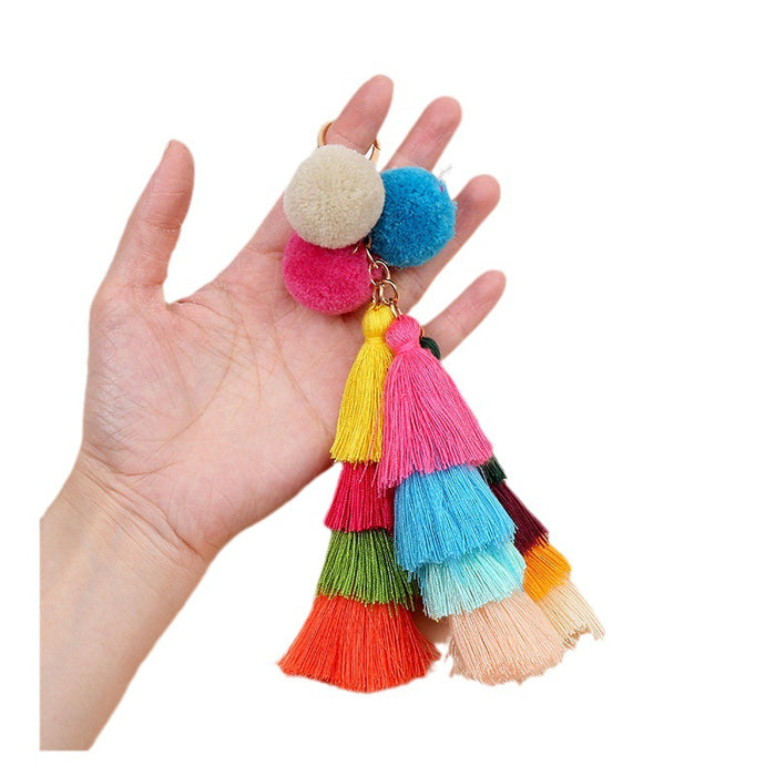 Wholesale Colorful Polyester Tassel Pendant Keychain JDC-KC-ZhenZhen001