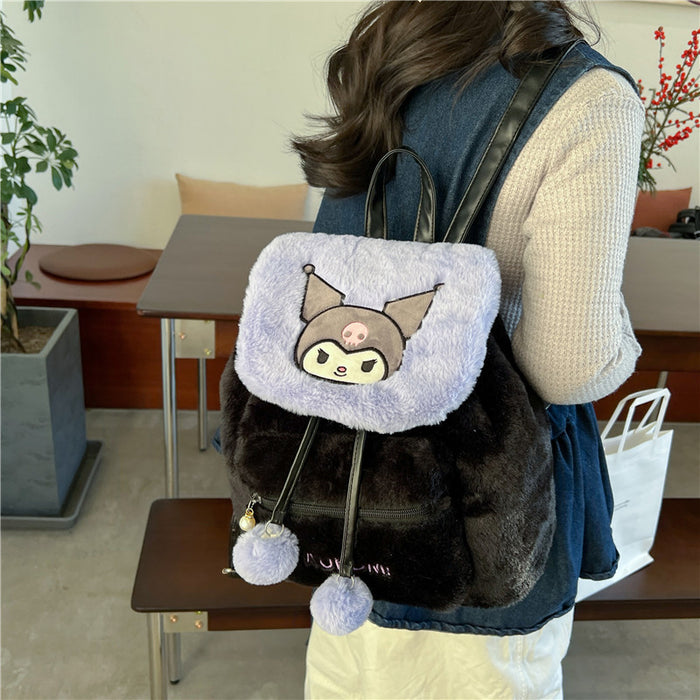 Wholesale Cute Cartoon Kuromi Plush Backpack Bags JDC-BP-NaN001