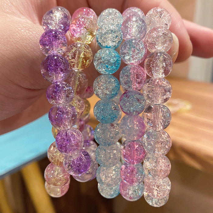 Wholesale Glass Bead Bracelet Ice-Clear Two-Tone Violet Children' s Jewelry Accessory MOQ≥2