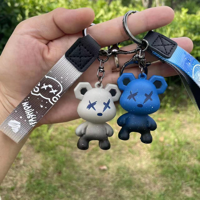 Wholesale  Cute Cartoon Silicone Bear Keychain Couple Doll Small Pendant Car Key Chain