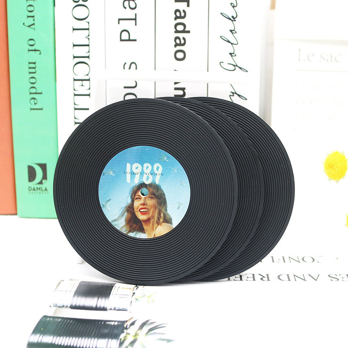 Wholesale Black Rubber CD Silicone Coasters JDC-KC-Gaopu002