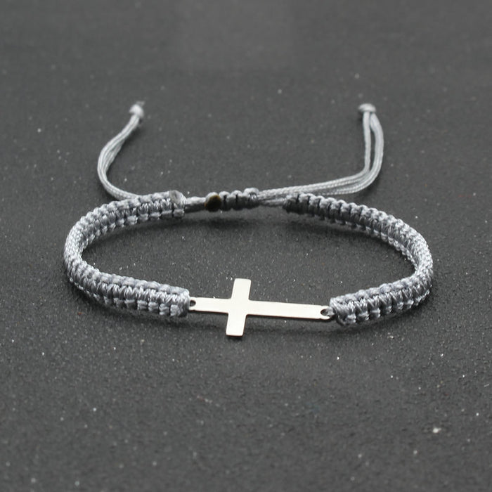 Wholesale Stainless Steel Cross Bracelet Hand Woven Couple Bracelet JDC-BT-SX003