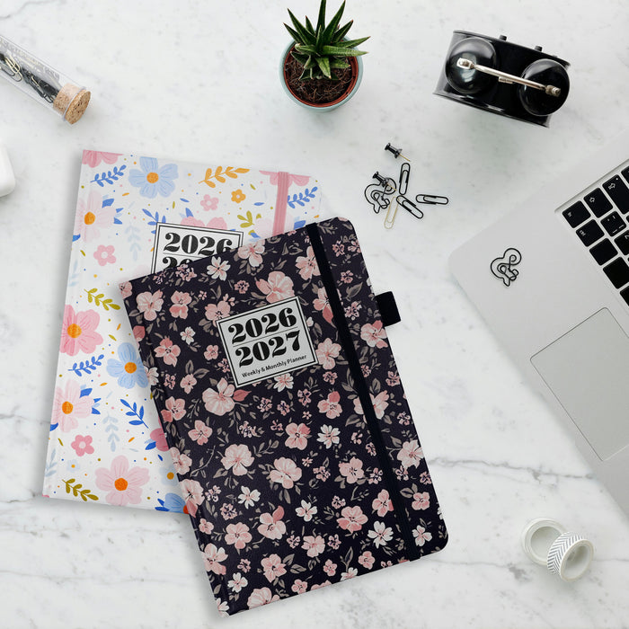 Wholesale Imitation Leather Blue Floral A5 Planner Notebook - Decorative Fashion Accessory