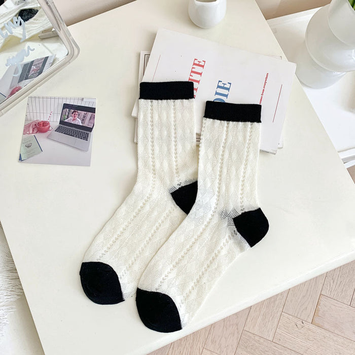 Wholesale Socks women's spring and summer new mesh pile socks women's middle tube