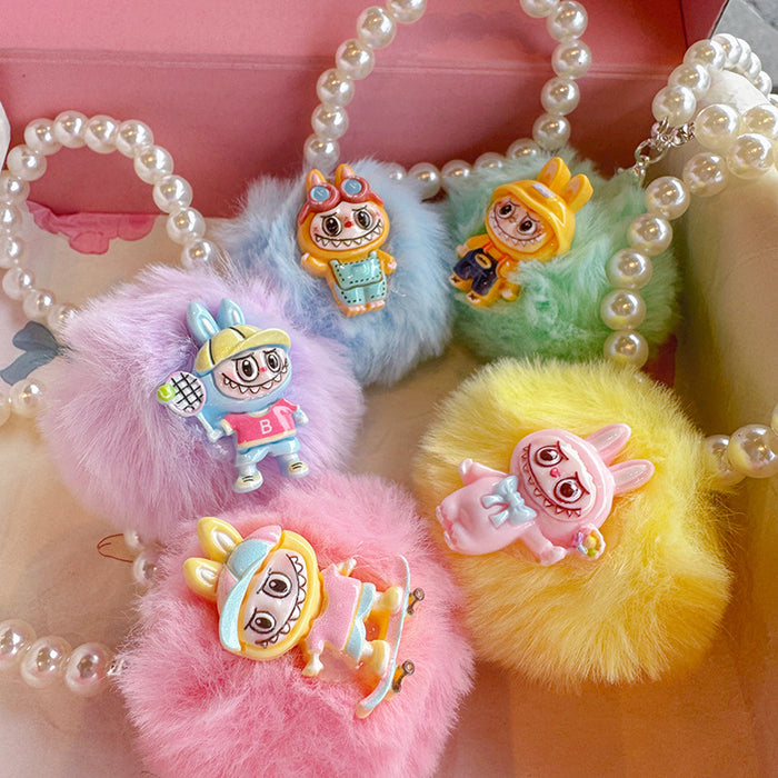 Wholesale Soft cute Pom Pom cartoon Keychains