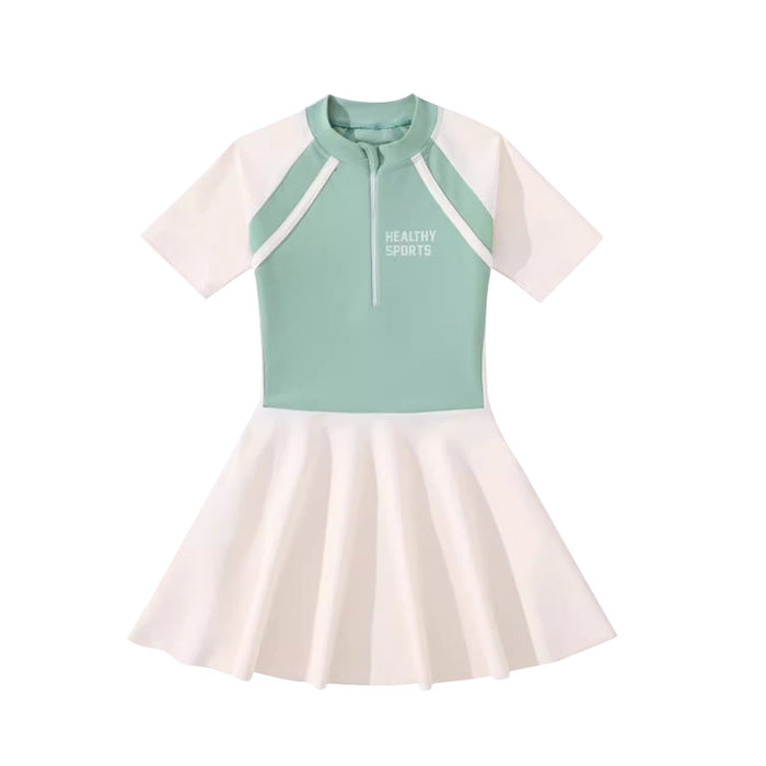 Wholesale Children's swimsuit, girls' new one-piece short sleeved swimsuit, women's medium and large children's swimsuit