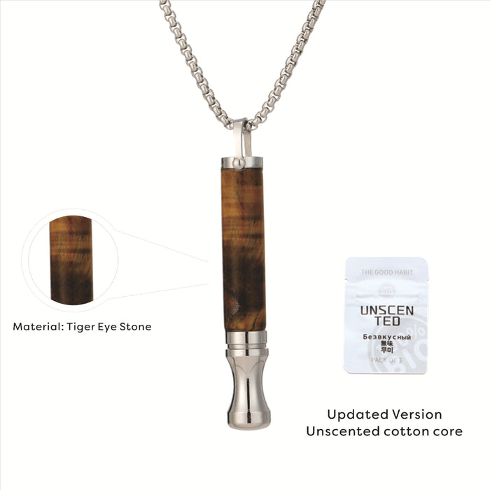 Wholesale Necklace Natural Stone Round Tube Meditation Stress Relieving Jewelry Titanium Steel