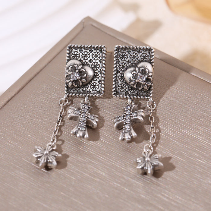 Wholesale Diamond cross earrings,  all-match tassel earrings