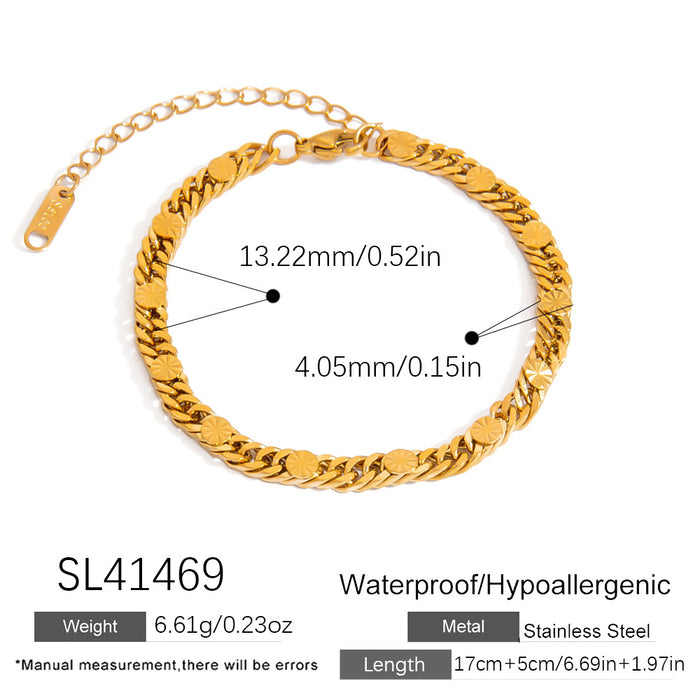 Wholesale Stainless steel bracelet elegant heart Cuban chain metal bracelet three-dimensional hollow round bracelet