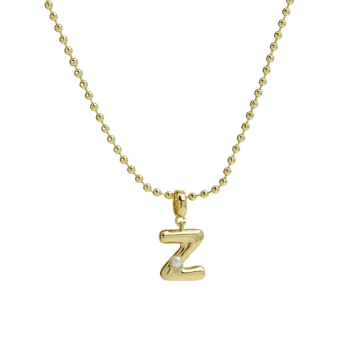 Wholesale 2PCS 18k Brass Glossy Balloon 26 English Letters Necklace JDC-NE-BaiYi007