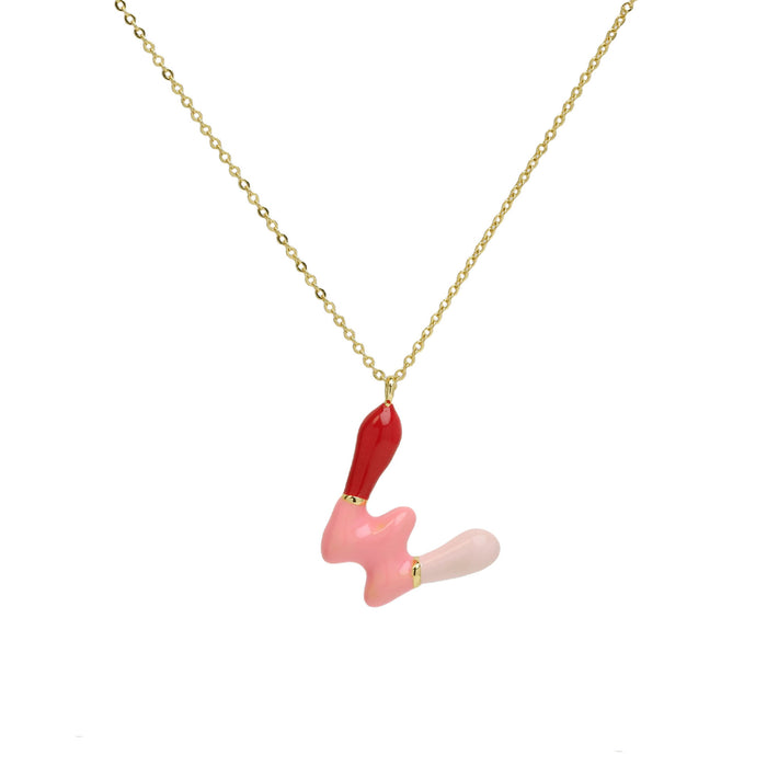 Wholesale 2PCS 18k Brass Drip Gel Capsule Colorful 26 English Letter Necklace JDC-NE-BaiYi009