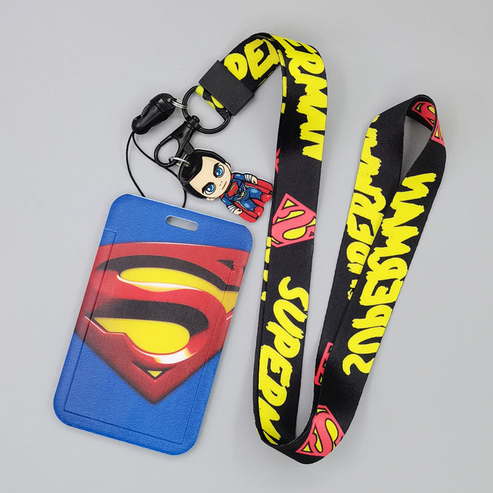 Wholesale Cartoon Superhero Bus Pass Holder With Neck Lanyard ABS Material Trendy Fashion Accessory