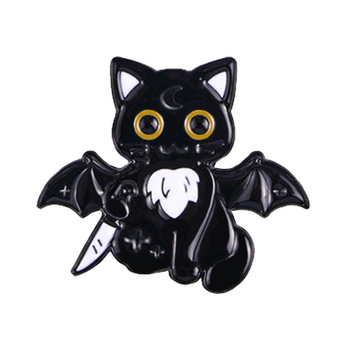 Wholesale  black cat skull cartoon brooch cute cat sweet collar pin metal badge