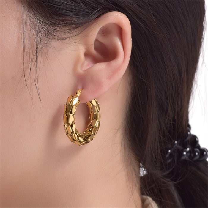 Wholesale Stainless Steel Hoop Hollow Earrings JDC-ES-ChunLing003