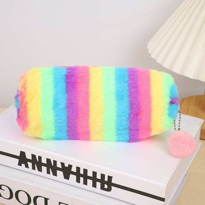 Wholesale Creative Gradient Plush Octagonal Pencil Case