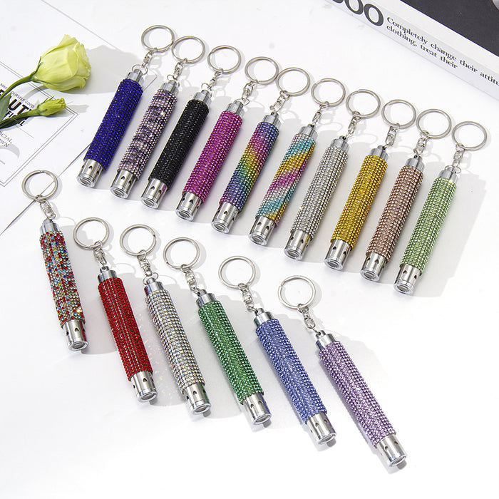 Wholesale Diamond-studded Mini Flashlight Metal Keychain JDC-KC-ZY015