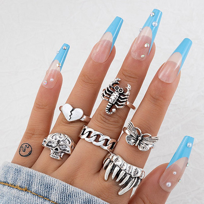 Wholesale Punk Style Skull Snake Ring Set Alloy Fashion Accessory MOQ≥2